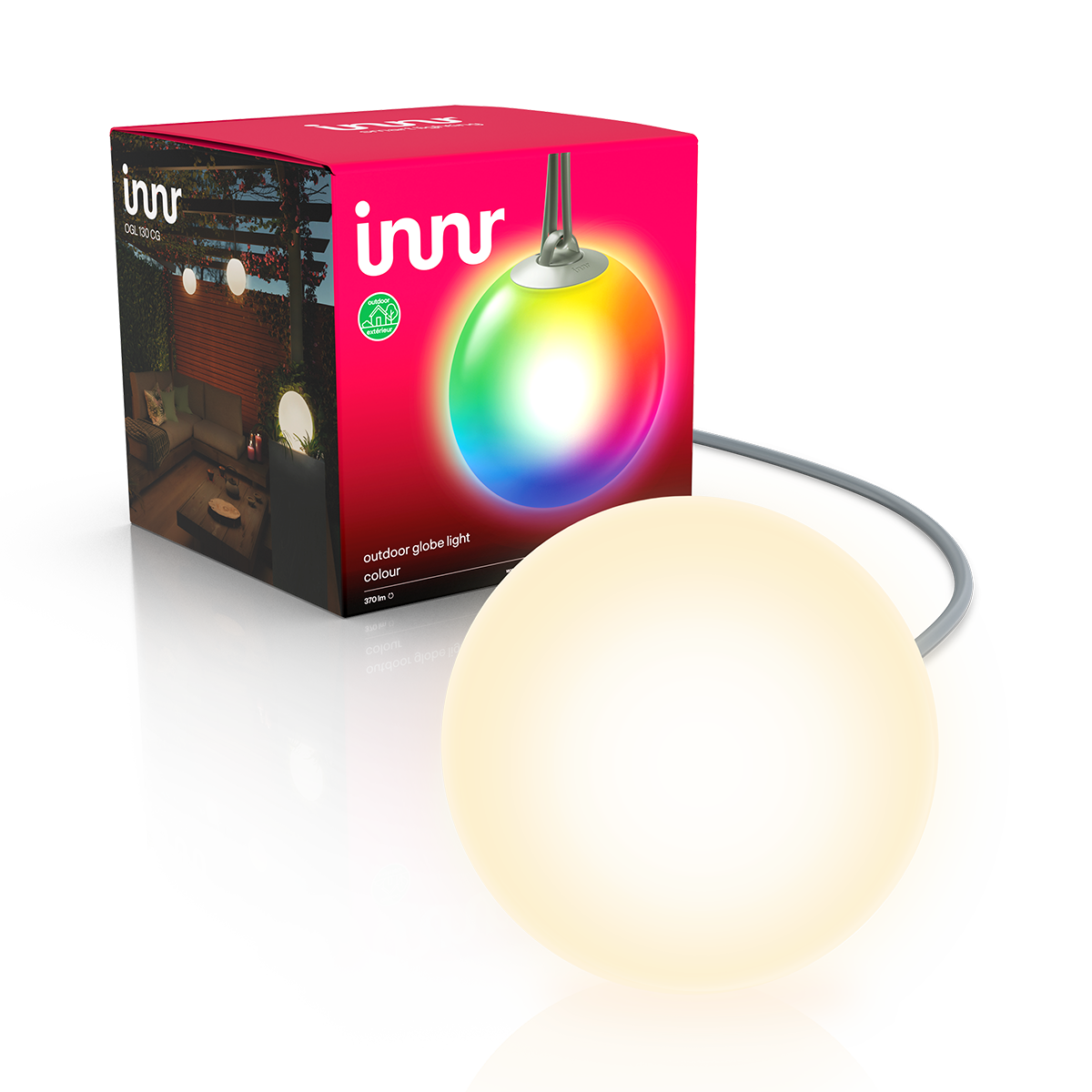 INNR Smart Outdoor Globe Light, 370lm, single globe